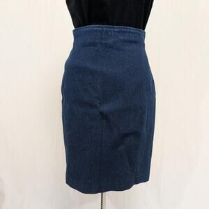 Dark Wash Denim 100% Cotton High Waisted Pencil Skirt, Vintage 14 Modern 10-12